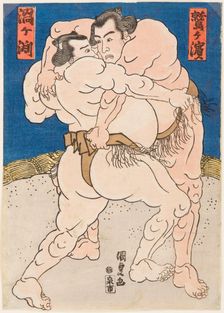 Wrestling match Uzugafuchi vs Washigahama, c. 1830