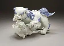 Wrestling Chinese Lions, Late 19th century. Creator: Unknown