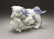 Wrestling Chinese Lions, Late 19th century. Creator: Unknown