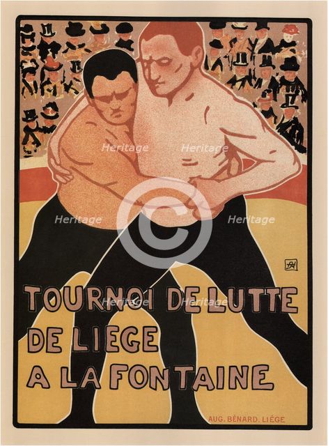 Wrestling tournament, Liège, 1899. Artist: Rassenfosse, Armand (1862-1934)
