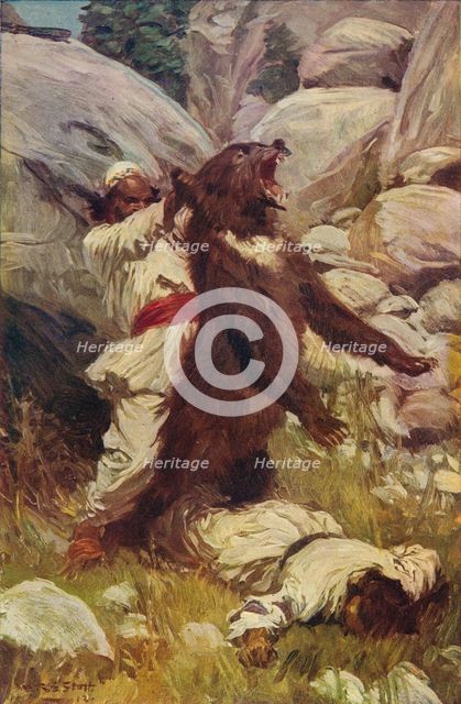 'Wrestling with a Bear', c1912. Artist: Unknown.