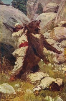 Wrestling with a Bear c1912