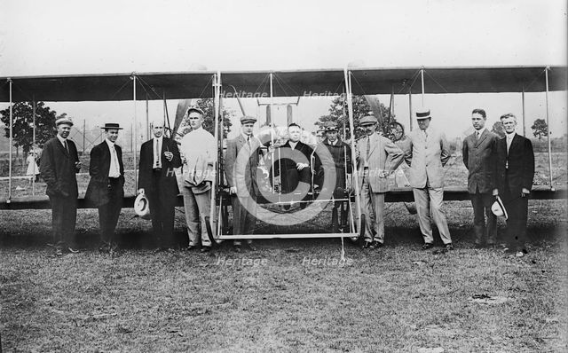 Wright Model B Flyer preparing for the Hearst Transcontinental Flight Derby, Dayton, Ohio, 1911. Creator: Bain News Service.