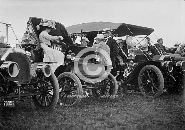Wright Flights, Fort Myer, Va, July 1909. Spectators: Mrs. Longworth; Sec. Knox..., Sec. Nagle. Creator: Harris & Ewing.