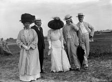 Wright Flights, Fort Myer, Va, July 1909 - Spectators: Sen. Kean; Sen. Lodge; Sen. A.O. Bacon. Creator: Harris & Ewing