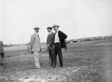 Wright Flights - Spectators: George Von L. Meyer, Robert Bacon, Henry Cabot Lodge, 1909. Creator: Harris & Ewing