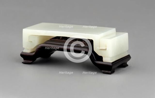 Wrist rest with wood stand. Creator: Unknown.