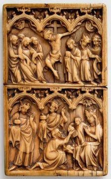 Writing Tablet with Crucifixion and the Adoration of the Magi, East French or Rhenish, mid-14th cent Creator: Unknown