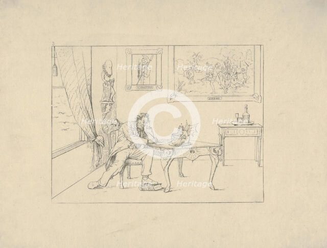 Writing the Emancipation Proclamation (from Confederate War Etchings), 1861-63. Creator: Adalbert John Volck.