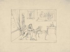 Writing the Emancipation Proclamation (from Confederate War Etchings), 1861-63. Creator: Adalbert John Volck
