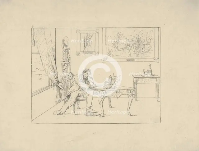 Writing the Emancipation Proclamation (from Confederate War Etchings), 1861-63. Creator: Adalbert John Volck.