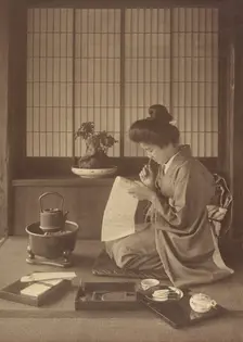 Writing a Letter, 1904-1910. Creator: Herbert Ponting