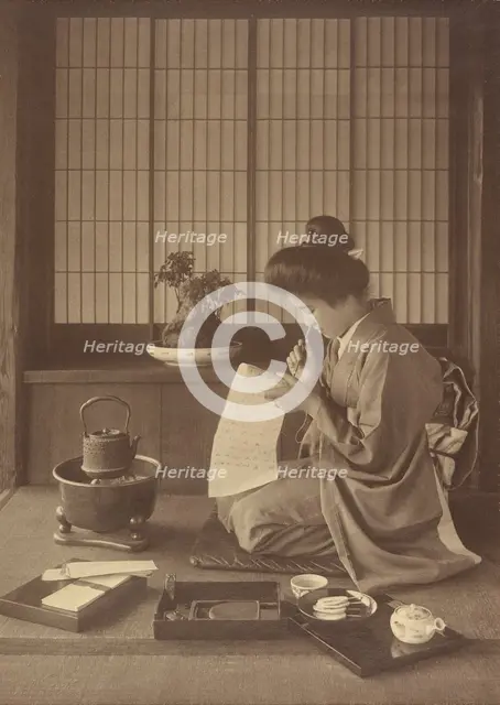 Writing a Letter, 1904-1910. Creator: Herbert Ponting.
