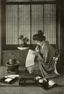 Writing A Letter 1910. Creator: Herbert Ponting