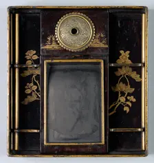 Writing Box (Suzuribako) with Design of Pine, Camellia and Bamboo, 1400s. Creator: Unknown