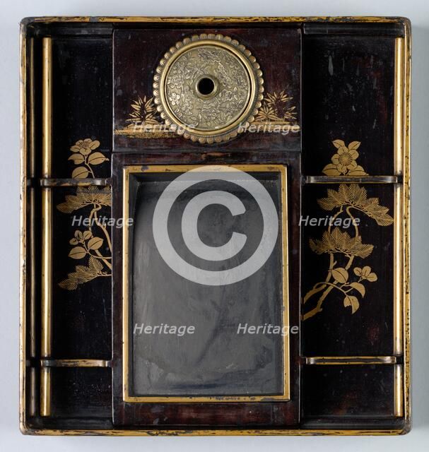 Writing Box (Suzuribako) with Design of Pine, Camellia and Bamboo, 1400s. Creator: Unknown.