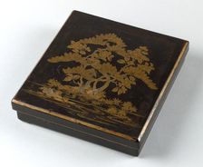 Writing Box (Suzuribako) with Pine, Camellia, and Bamboo, 1400s. Creator: Unknown