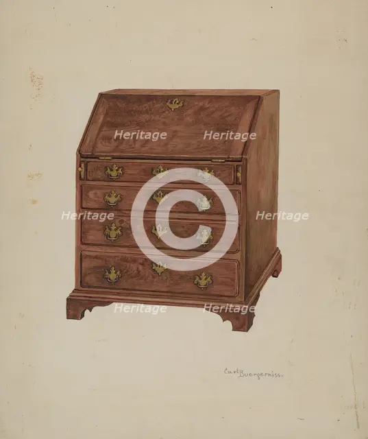 Writing Desk, 1937. Creator: Carl Buergerniss.