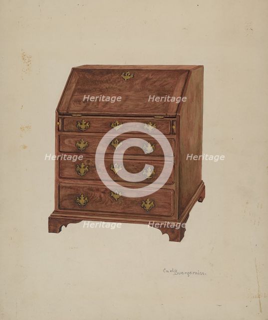 Writing Desk, 1937. Creator: Carl Buergerniss.