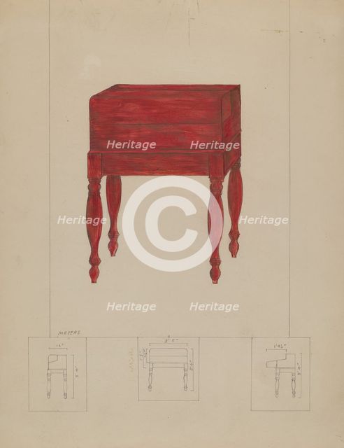 Writing Desk and Table, 1935/1942. Creator: Henry Meyers.