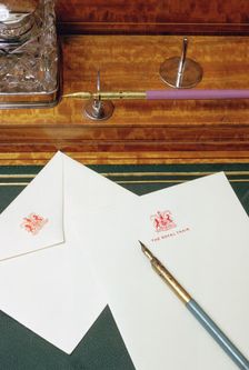 Writing desk, Royal Coach, National Railway Museum, York, North Yorkshire. Artist: Tony Evans