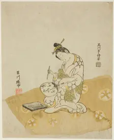 Writing on a Fan, 1765. Creator: Ishikawa Toyonobu