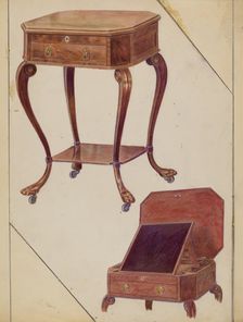 Writing or Sewing Table, 1936. Creator: Frank Wenger