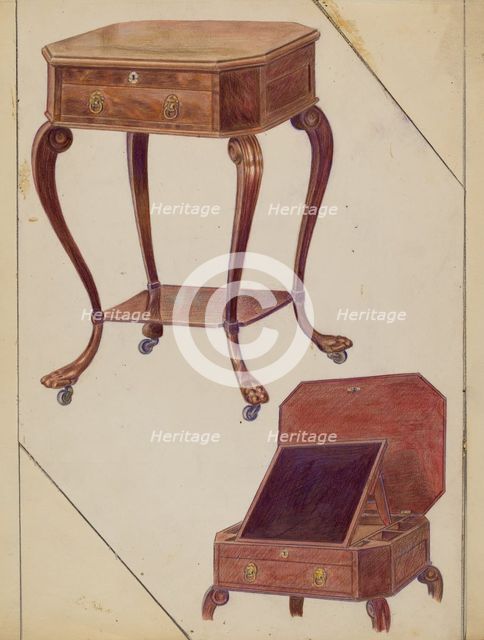 Writing or Sewing Table, 1936. Creator: Frank Wenger.