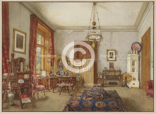 Writing room in the Palais of Archduke Karl Ludwig of Austria in Vienna, 1892. Creator: Alt, Franz (1821-1914).