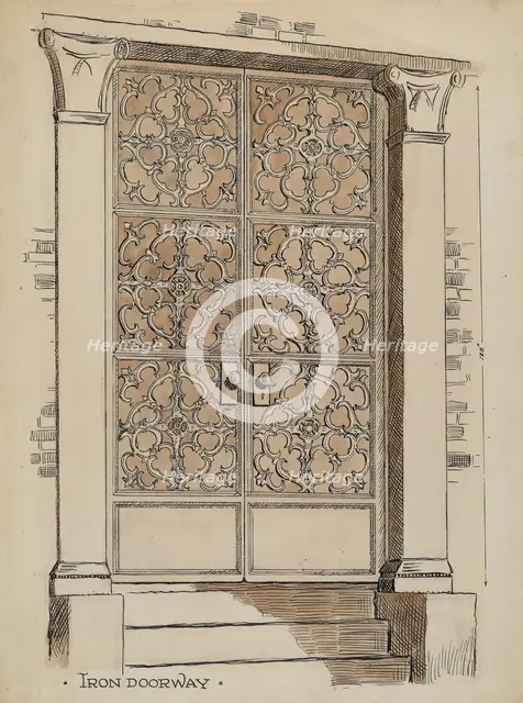 Wrought and Cast Iron Doorway, c. 1936. Creator: Al Curry.