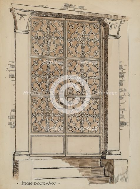 Wrought and Cast Iron Doorway, c. 1936. Creator: Al Curry.