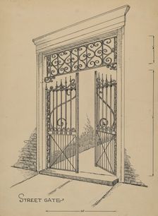 Wrought and Cast Iron Gate, c. 1936. Creator: Al Curry