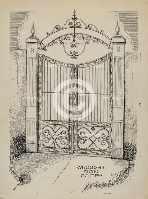 Wrought and Cast Iron Gates, c. 1936. Creator: Al Curry.