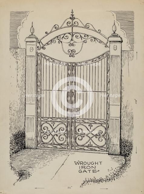 Wrought and Cast Iron Gates, c. 1936. Creator: Al Curry.
