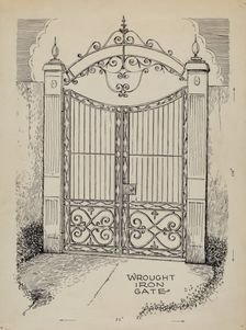 Wrought and Cast Iron Gates, c. 1936. Creator: Al Curry