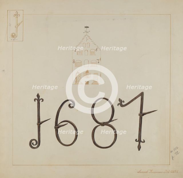 Wrought Iron Numerals, c. 1937. Creator: Samuel Fineman.