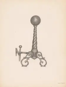 Wrought Iron Andirion, c. 1938. Creator: Henry Meyers