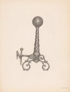 Wrought Iron Andirion, c. 1938. Creator: Henry Meyers