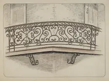 Wrought Iron Balcony, c. 1936. Creator: Al Curry