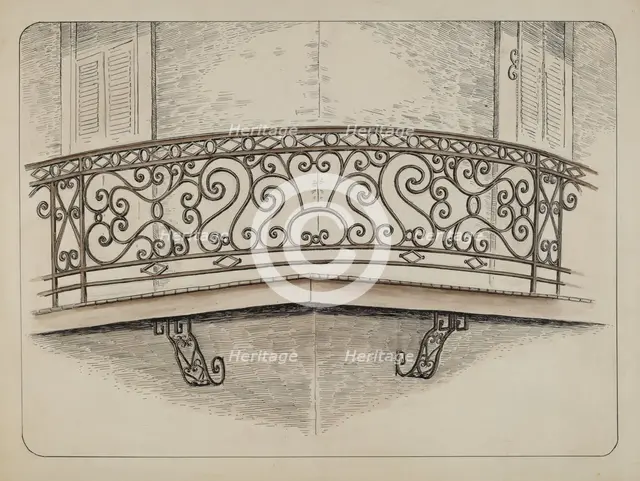Wrought Iron Balcony, c. 1936. Creator: Al Curry.