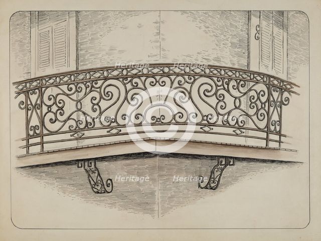 Wrought Iron Balcony, c. 1936. Creator: Al Curry.