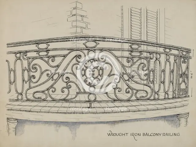 Wrought Iron Balcony, c. 1936. Creator: Ray Price.