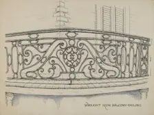 Wrought Iron Balcony, c. 1936. Creator: Ray Price