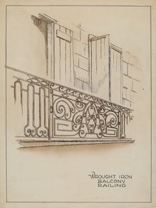 Wrought Iron Balcony Rail, c. 1936. Creator: Al Curry