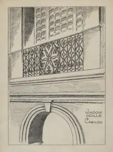 Wrought Iron Balcony Rail, c. 1936. Creator: Al Curry