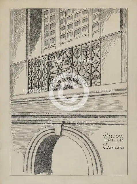 Wrought Iron Balcony Rail, c. 1936. Creator: Al Curry.