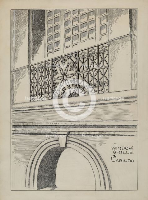 Wrought Iron Balcony Rail, c. 1936. Creator: Al Curry.