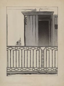 Wrought Iron Balcony Rail, c. 1936. Creator: Arelia Arbo