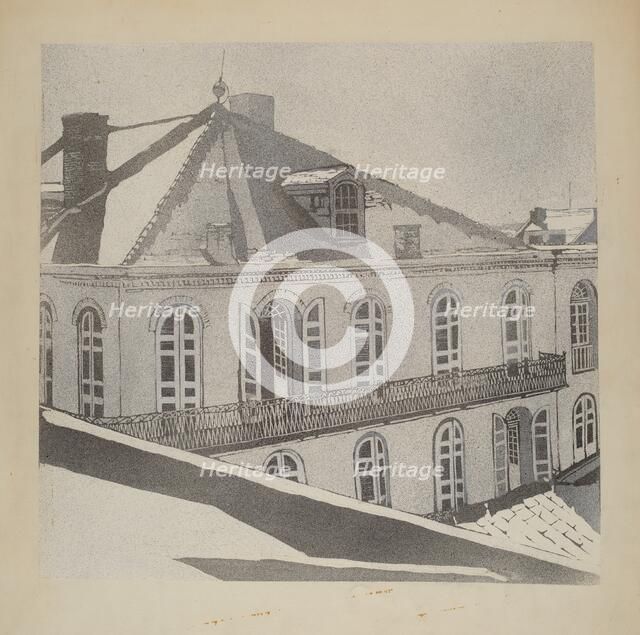 Wrought Iron Balcony Rail, c. 1936. Creator: Arelia Arbo.