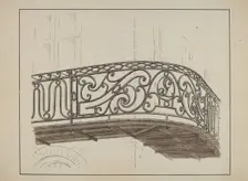 Wrought Iron Balcony Rail, c. 1936. Creator: Lucien Verbeke